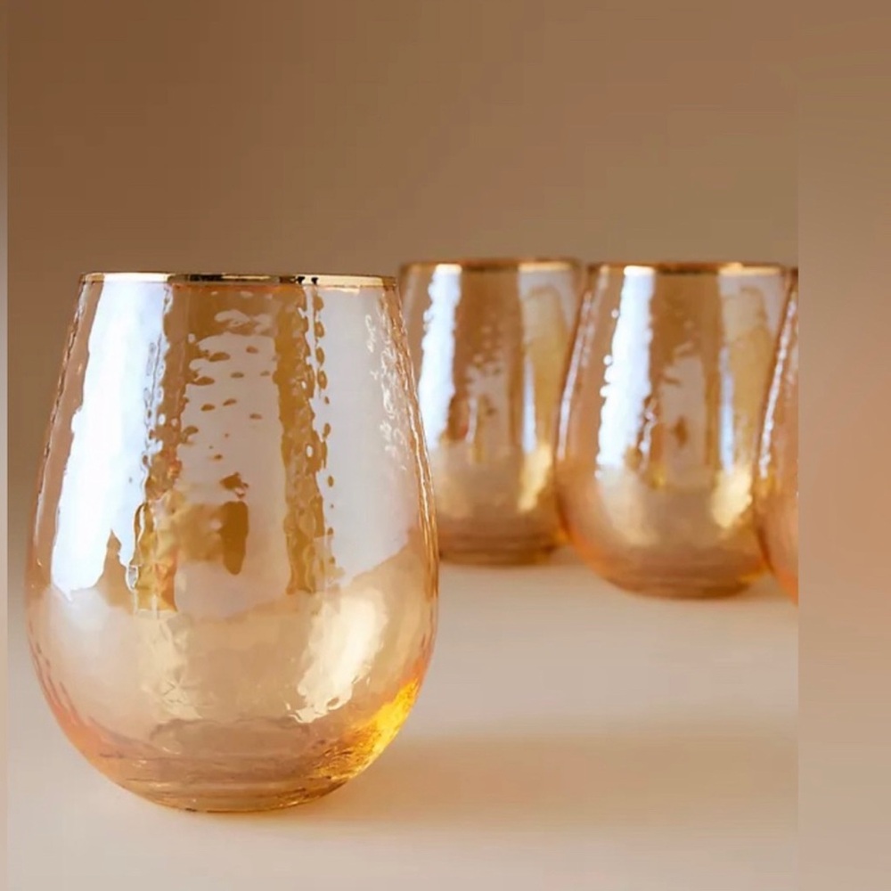 Zaza, honey luster, stemless, wine glasses